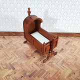 JBM Miniature Hooded Cradle Rocking 15th Century Style 1:12 Scale Furniture Walnut Finish - Miniature Crush