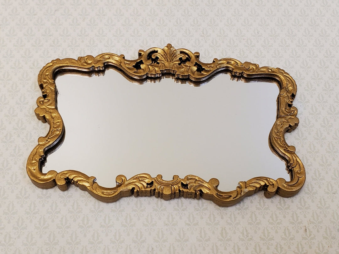 JBM Miniature Mirror Large Victorian Gold Finish 1:12 Scale Dollhouse Decor - Miniature Crush