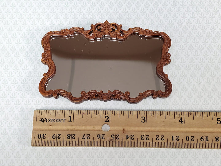 JBM Miniature Mirror Large Victorian Walnut Finish 1:12 Scale Dollhouse - Miniature Crush