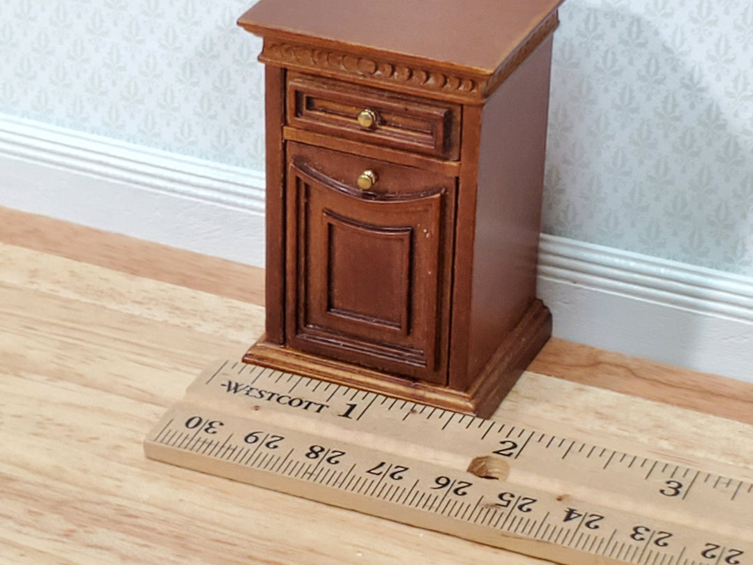JBM Miniature Nightstand Sheraton Style 1:12 Scale Dollhouse Furniture Walnut Finish - Miniature Crush