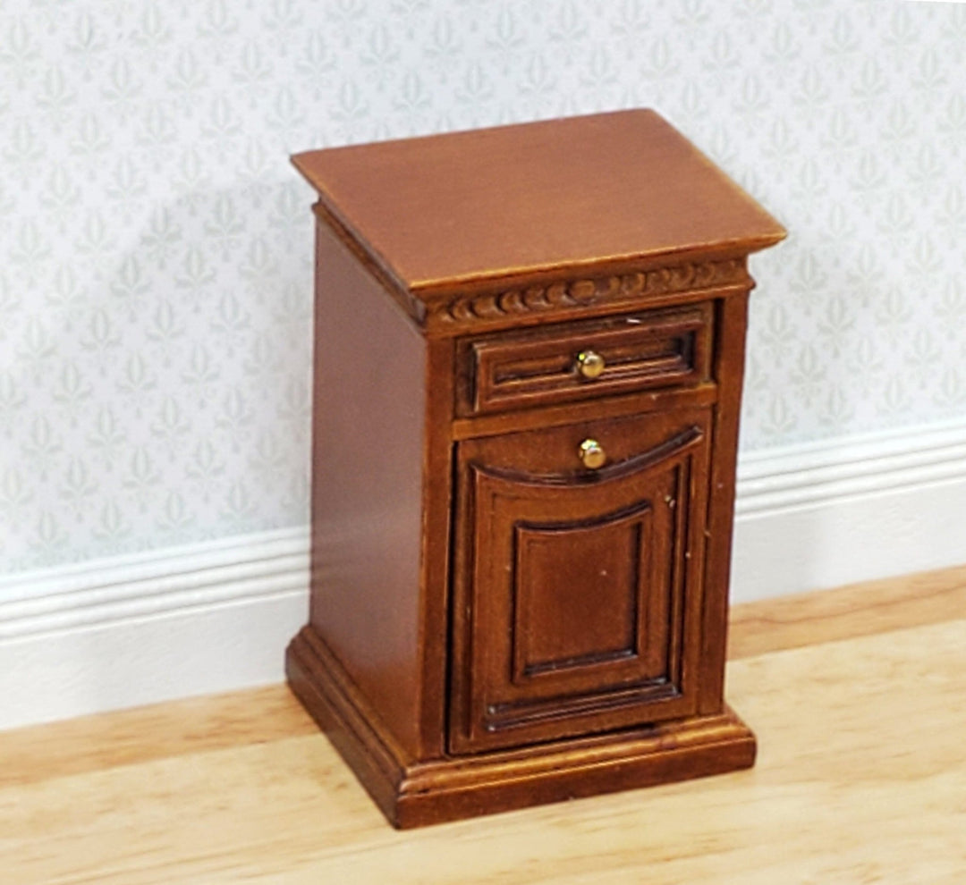 JBM Miniature Nightstand Sheraton Style 1:12 Scale Dollhouse Furniture Walnut Finish - Miniature Crush