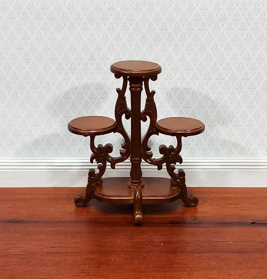 JBM Miniature Plant Stand Victorian Style Walnut Finish 1:12 Scale Dollhouse Furniture - Miniature Crush