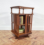 JBM Miniature Revolving Bookcase Library Stand 1:12 Dollhouse Furniture Walnut Finish - Miniature Crush