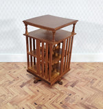 JBM Miniature Revolving Bookcase Library Stand 1:12 Dollhouse Furniture Walnut Finish - Miniature Crush