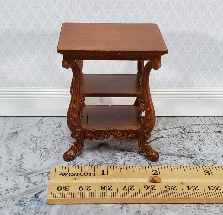 JBM Miniature Side Table or Nightstand with 2 Shelves 1:12 Scale Dollhouse Furniture - Miniature Crush