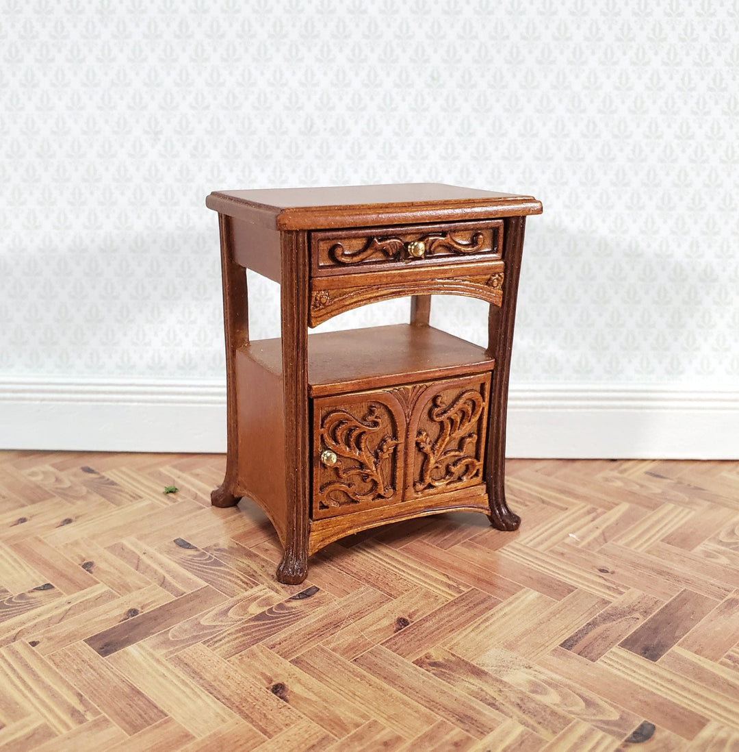 JBM Miniature Side Table or Nightstand with Drawer 1:12 Scale Dollhouse Furniture - Miniature Crush