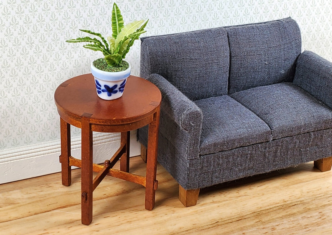 JBM Miniature Side Table Round Walnut Finish 1:12 Scale Dollhouse Furniture - Miniature Crush