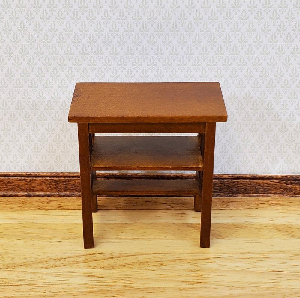 JBM Miniature Side Table TALL Arts & Crafts Style 1:12 Scale Dollhouse Furniture - Miniature Crush