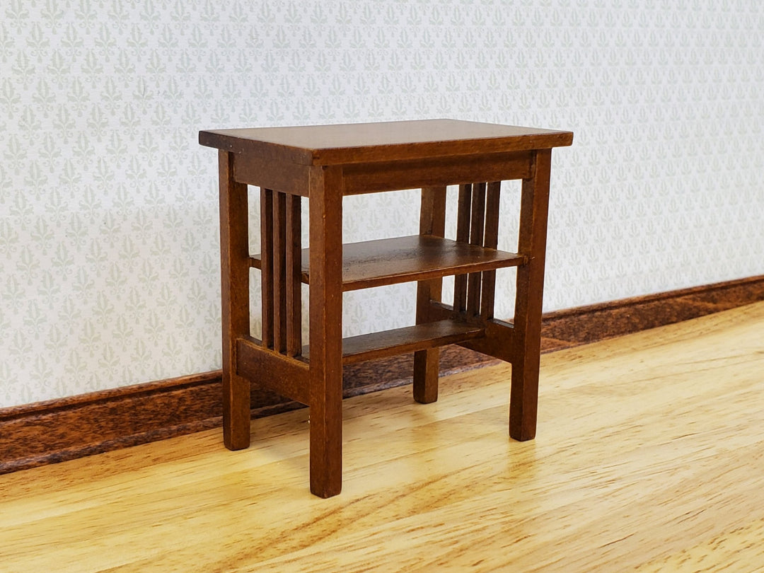 JBM Miniature Side Table TALL Arts & Crafts Style 1:12 Scale Dollhouse Furniture - Miniature Crush