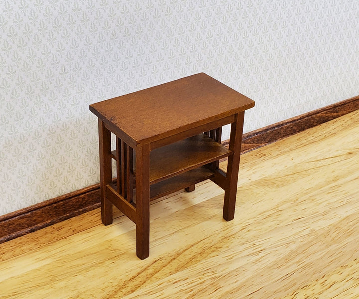 JBM Miniature Side Table TALL Arts & Crafts Style 1:12 Scale Dollhouse Furniture - Miniature Crush