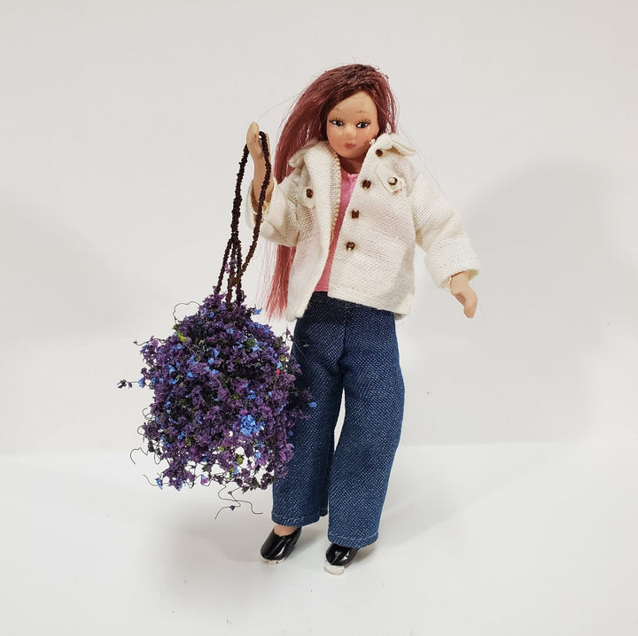 Large Miniature Hanging Plant Flowers Purple Green Model Scenery Dollhouse - Miniature Crush