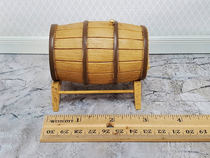 Large Miniature Keg on Stand with Tap Whiskey or Wine Barrel Resin Dollhouse - Miniature Crush