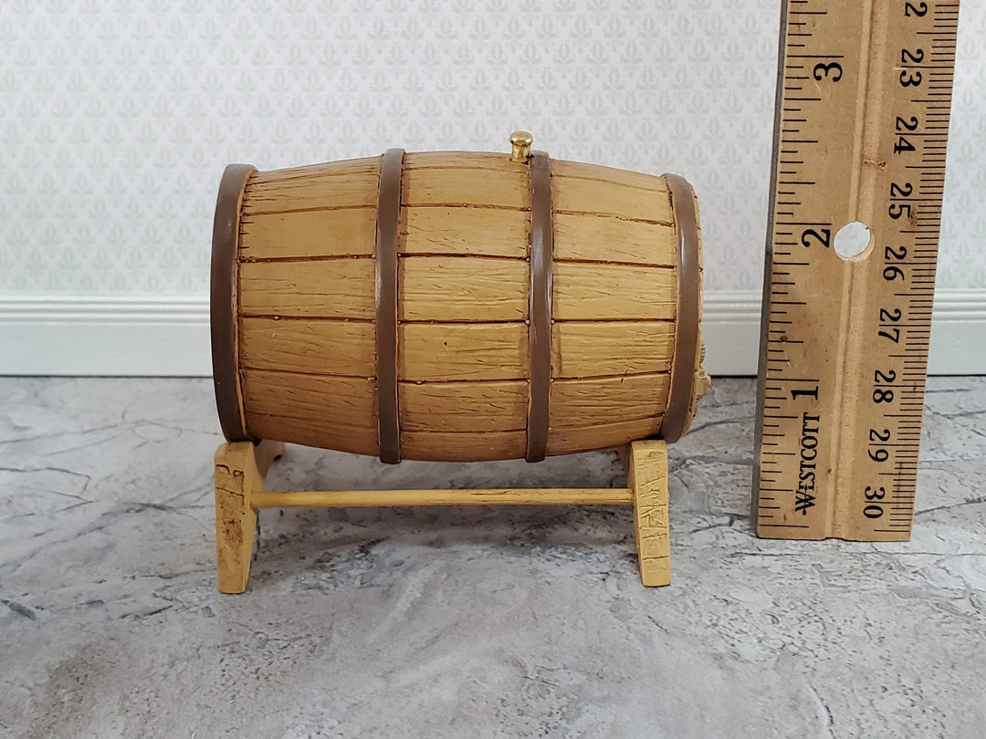 Large Miniature Keg on Stand with Tap Whiskey or Wine Barrel Resin Dollhouse - Miniature Crush