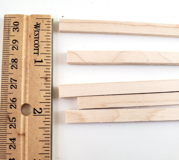 Maple Wood Strips 5 Pieces 1/8" x 1/4" x 18" Long Crafts Models Miniatures - Miniature Crush