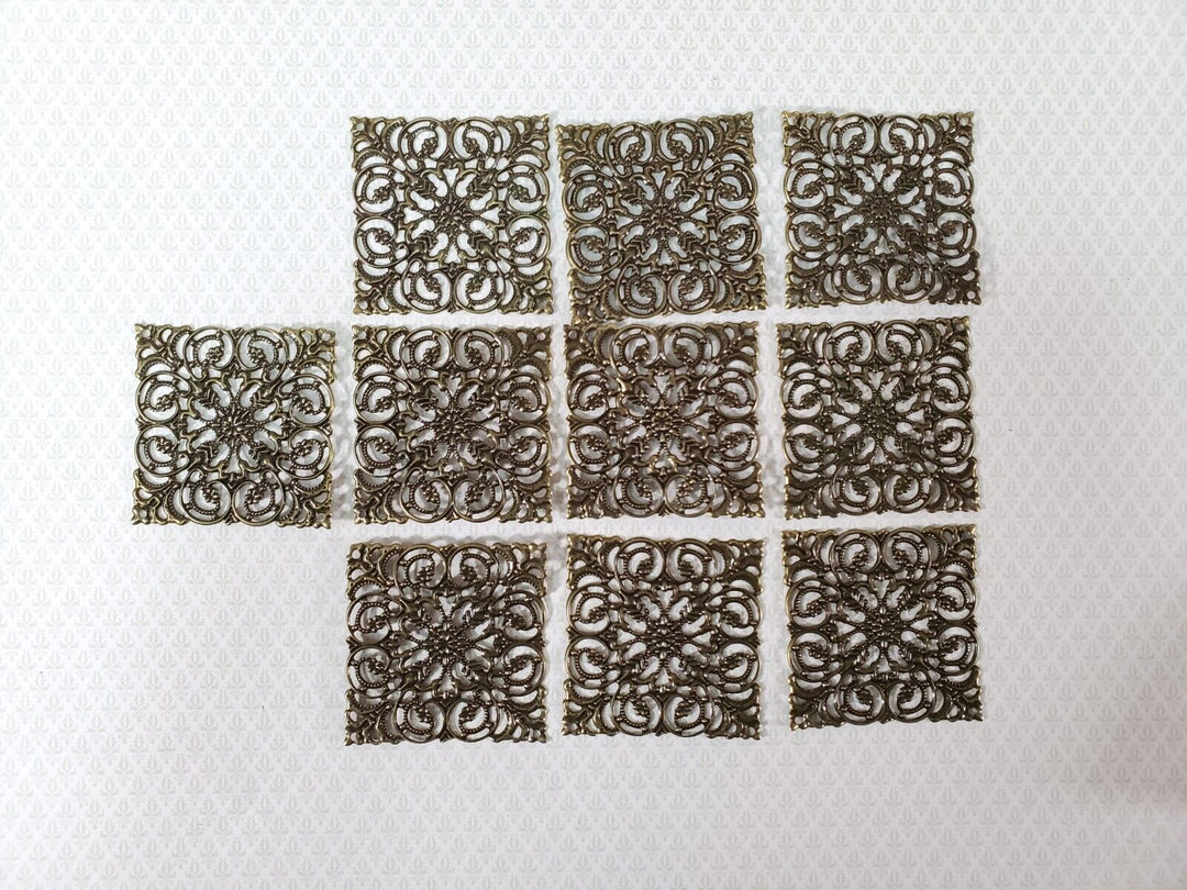 Metal Filigree Square Embellishment Large 10 Pieces 2" x 2" Crafting Mixed Media - Miniature Crush