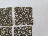 Metal Filigree Square Embellishment Large 10 Pieces 2" x 2" Crafting Mixed Media - Miniature Crush