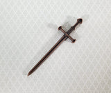 Miniature 2 Handed Sword Metal with Bronze Finish 1:12 Scale Weapon 8 cm - Miniature Crush