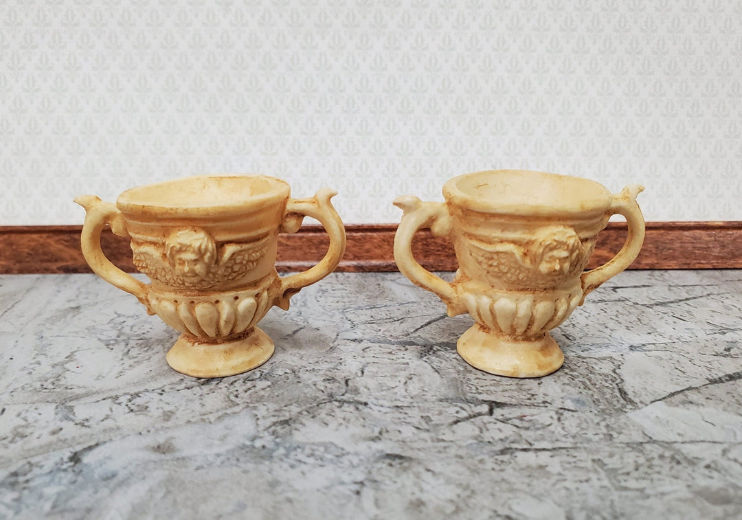 Miniature 2 Handled Urn Planter Cast Resin Set of 2 1:12 Scale Dollhouse A1049TN by Falcon - Miniature Crush