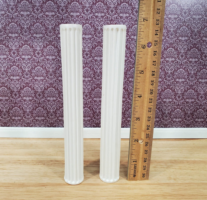 Miniature 2 Round Fluted Columns Pillars Hard Cast Resin 6 3/4" Tall Model Scenery - Miniature Crush