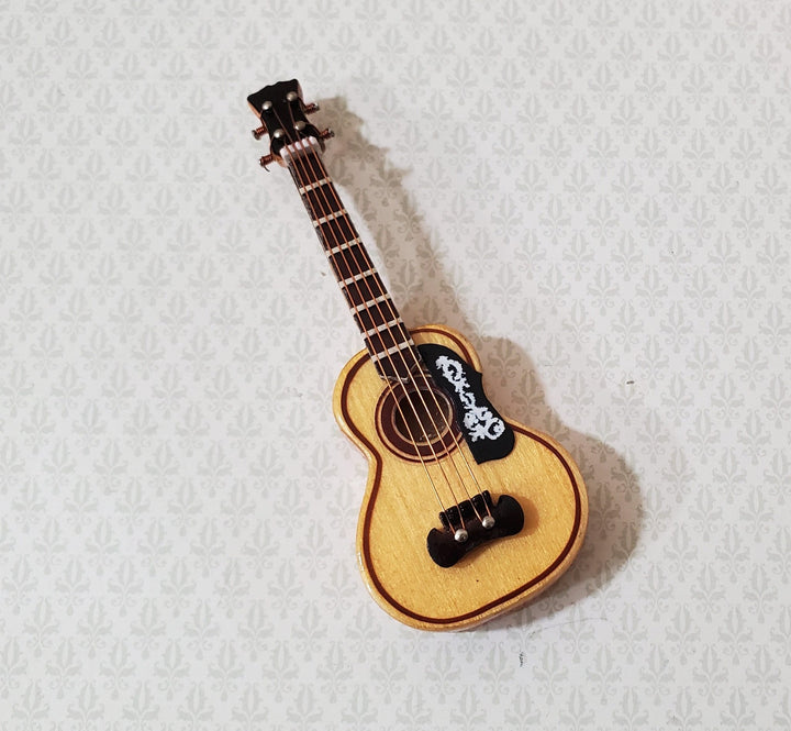 Miniature Acoustical Guitar Instrument with Case 3 1/4" 1:12 Scale Ornament Prop - Miniature Crush