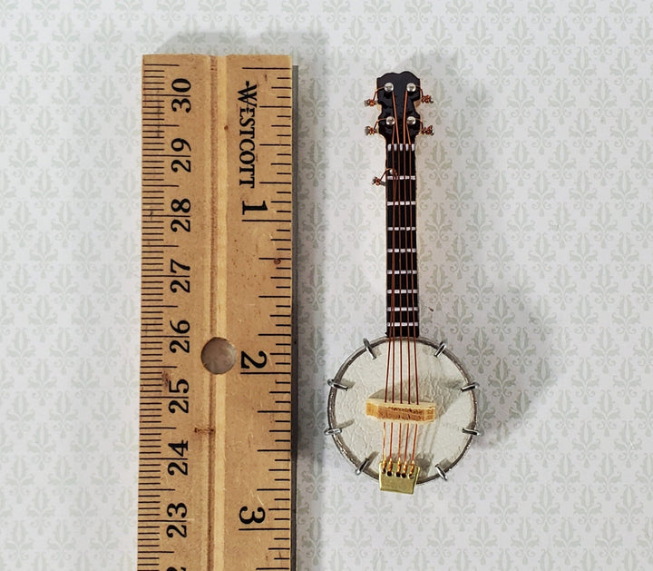 Miniature Banjo Instrument with Case 2 3/4" 1:12 Scale Ornament Prop - Miniature Crush