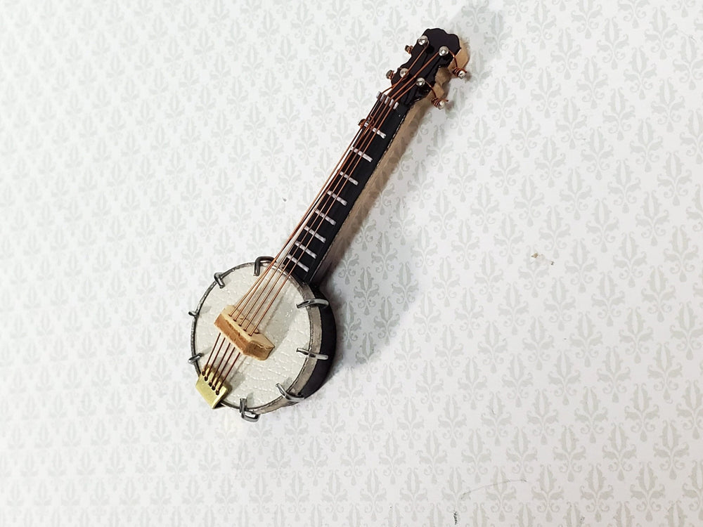 Miniature Banjo Instrument with Case 2 3/4" 1:12 Scale Ornament Prop - Miniature Crush