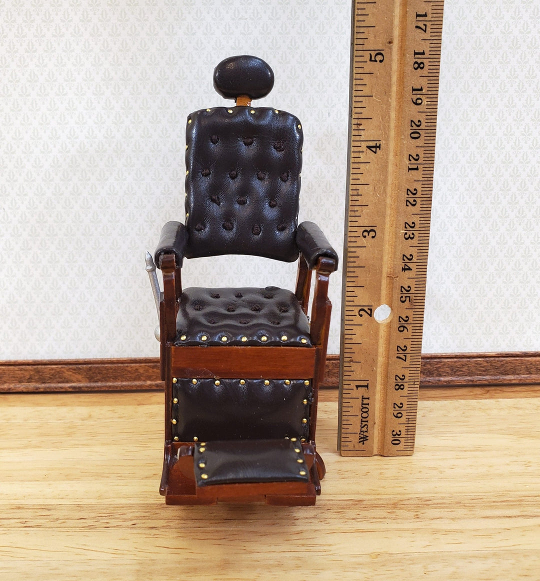 Miniature Barber Chair Old Fashioned Victorian Style for 1:12 Scale Moving Back - Miniature Crush