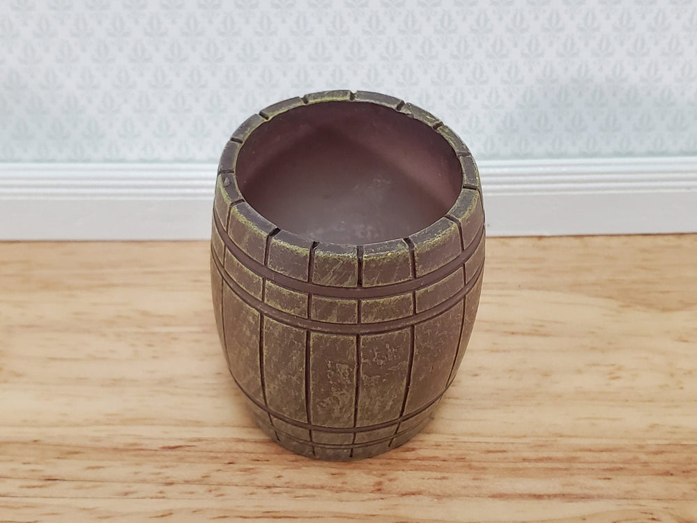 Miniature Barrel Keg Empty Cast Resin Weathered Finish 2" tall 1:12 Scale Dollhouse - Miniature Crush