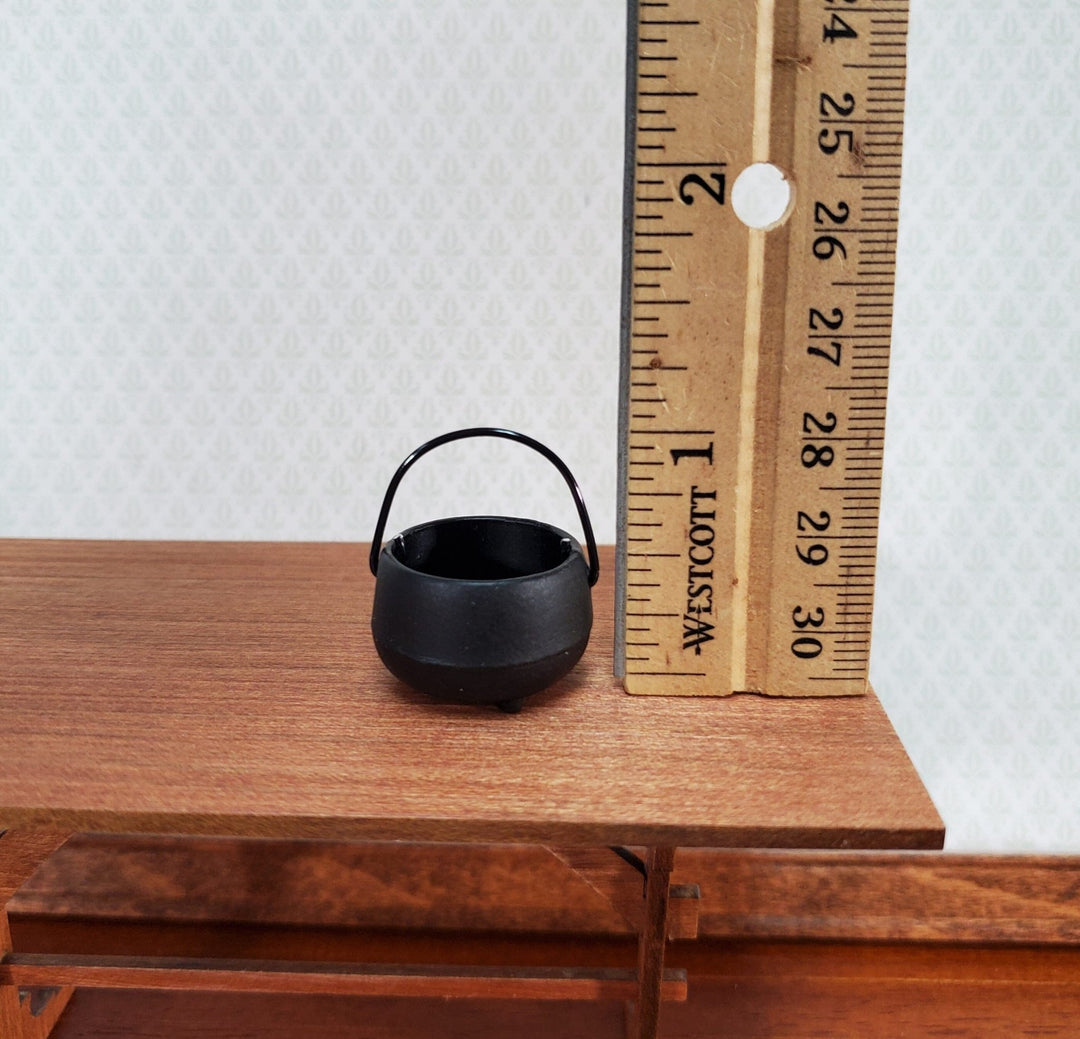 Miniature Black Pot with Handle Metal Black "Cast Iron" Look 1:12 Scale Dollhouse - Miniature Crush