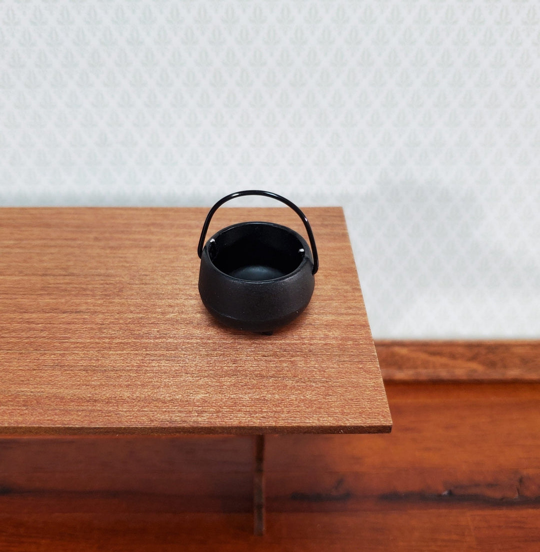 Miniature Black Pot with Handle Metal Black "Cast Iron" Look 1:12 Scale Dollhouse - Miniature Crush