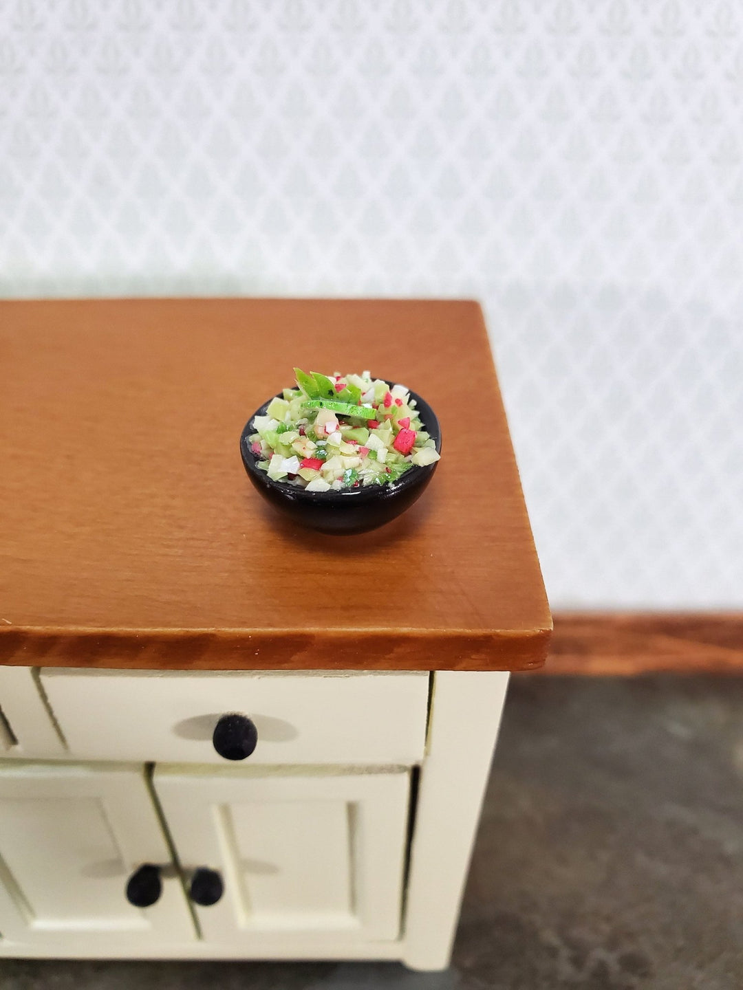 Miniature Bowl of Guacamole Salsa with Lime Slice 1:12 Scale Dollhouse Food - Miniature Crush
