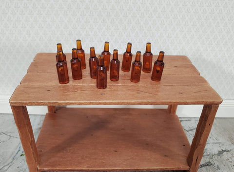Miniature Brown Bottles Beer Root Beer Ginger Ale 12 Pieces Blanks 1:12 Scale Dollhouse - Miniature Crush