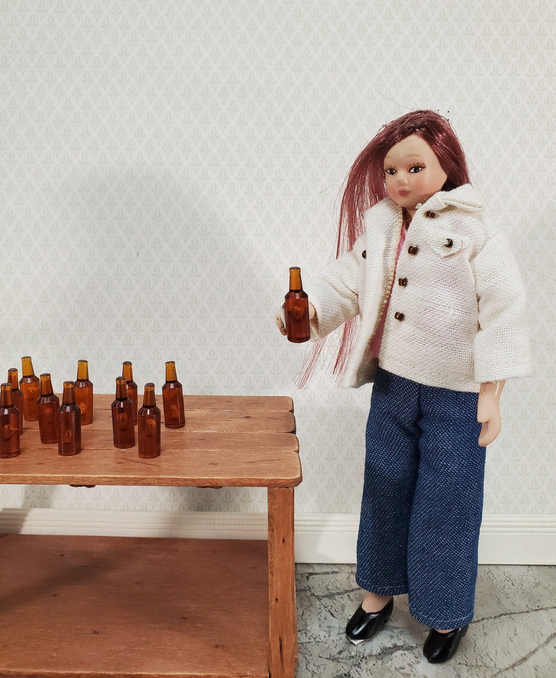 Miniature Brown Bottles Beer Root Beer Ginger Ale 12 Pieces Blanks 1:12 Scale Dollhouse - Miniature Crush