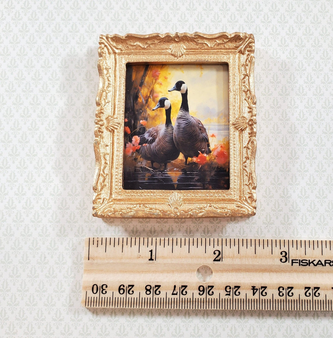 Miniature Canada Geese Framed Print Gold 1:12 Scale Handmade for Dollhouse - Miniature Crush