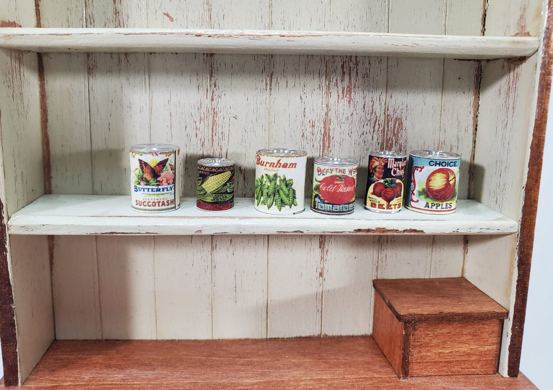 Miniature Canned Goods Old Fashion Grocery Store 6 Pieces 1:12 Scale Dollhouse Food - Miniature Crush