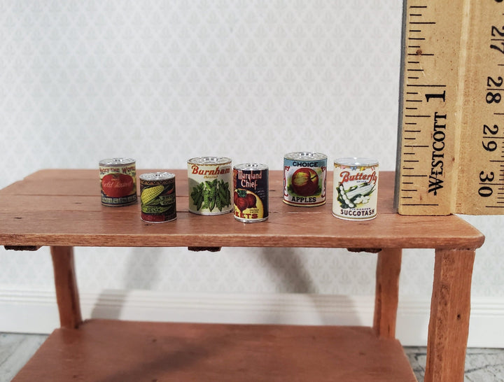 Miniature Canned Goods Old Fashion Grocery Store 6 Pieces 1:12 Scale Dollhouse Food - Miniature Crush