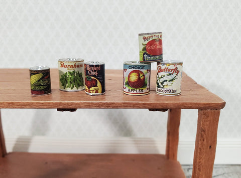 Miniature Canned Goods Old Fashion Grocery Store 6 Pieces 1:12 Scale Dollhouse Food - Miniature Crush