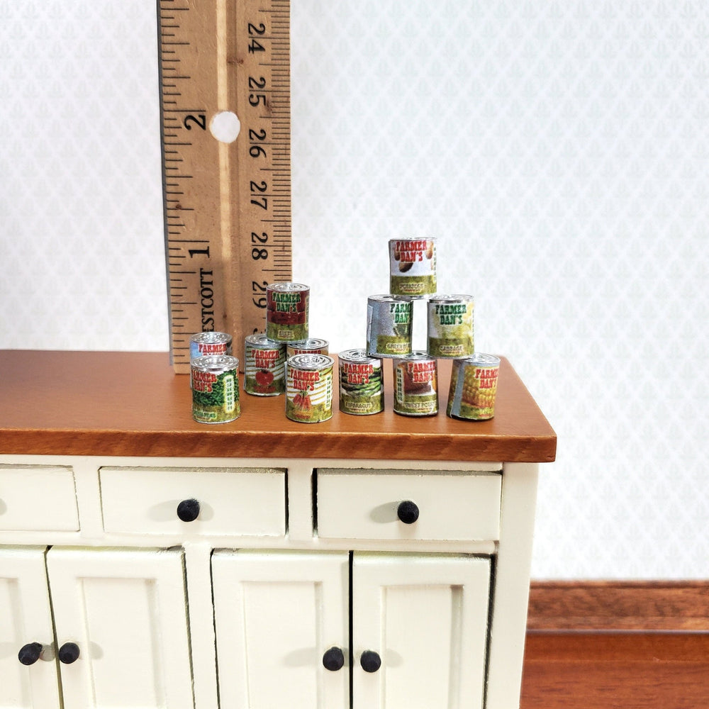 Miniature Canned Vegetables Old Fashion Grocery Store Cans 1:12 Scale Dollhouse Food - Miniature Crush