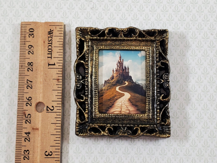 Miniature Castle on a Hill Art Print Framed 1:12 Scale Dollhouse Decor - Miniature Crush