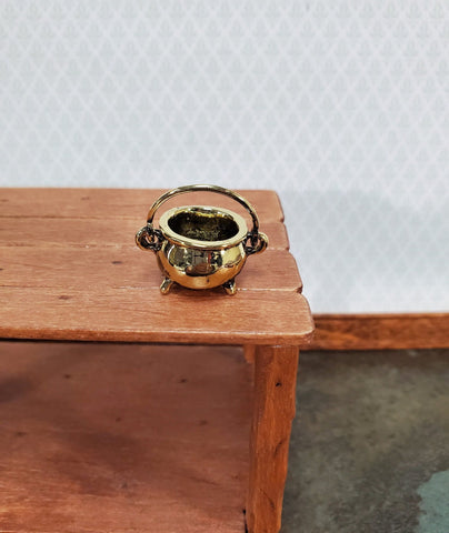 Miniature Cauldron Pot Small Gold Metal with Handle Dollhouse Pot of Gold Empty - Miniature Crush