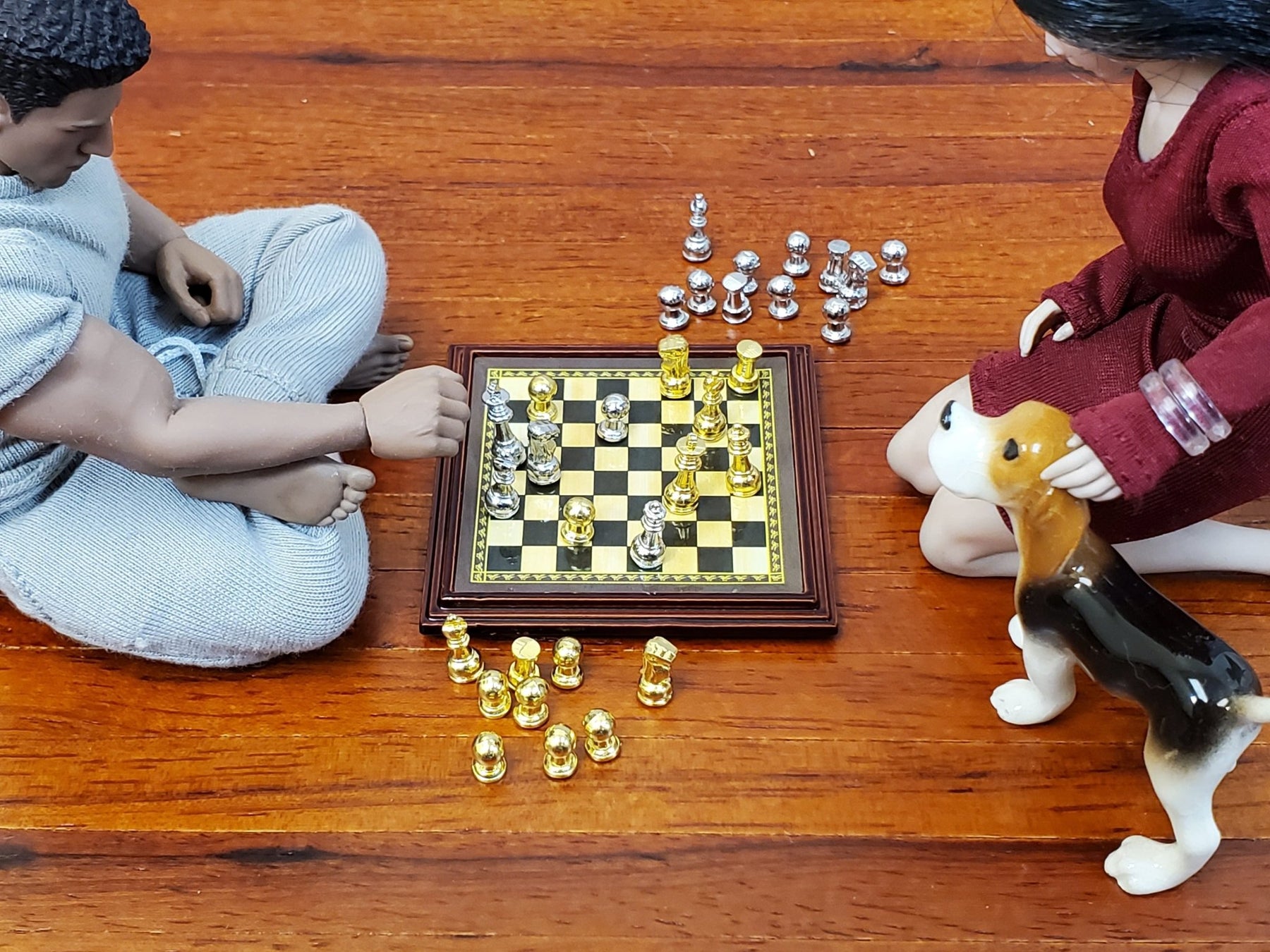 Miniature Chess Set with Chess Pieces Metal 1:12 Scale (Non-Magnetic ...