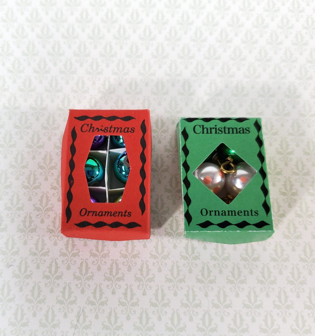 Miniature Christmas Ornaments 2 Box Sets Tiny Bulbs Decorating 1:12 Scale Dollhouse Decor - Miniature Crush
