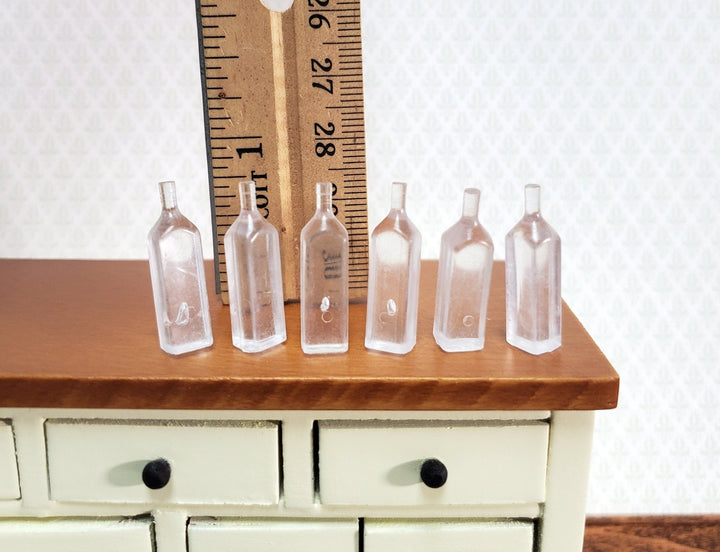 Miniature Clear Liquor Bottles Gin Vodka 6 Pieces Blanks 1:12 Scale Dollhouse - Miniature Crush