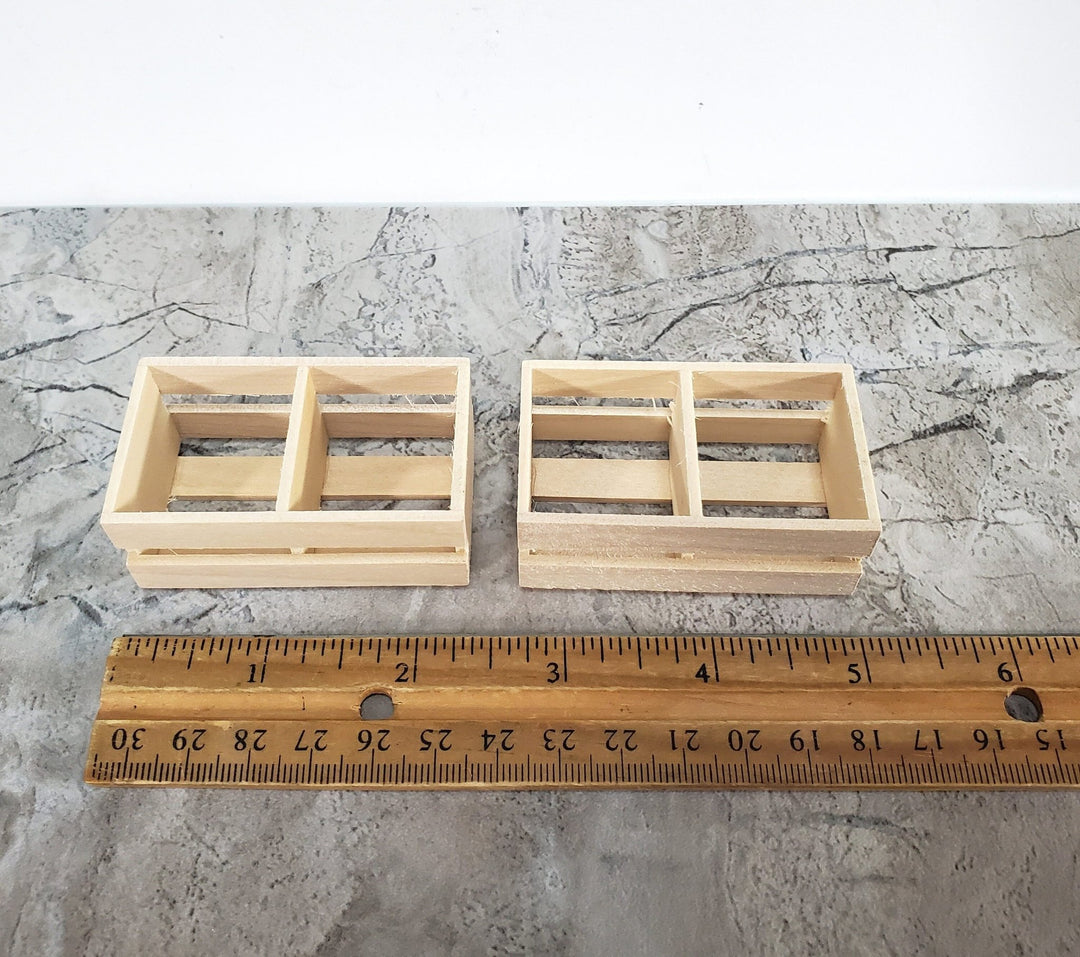 Miniature Crates x2 Plain Wood Slatted for Fruits or Vegetables Large Dollhouse - Miniature Crush