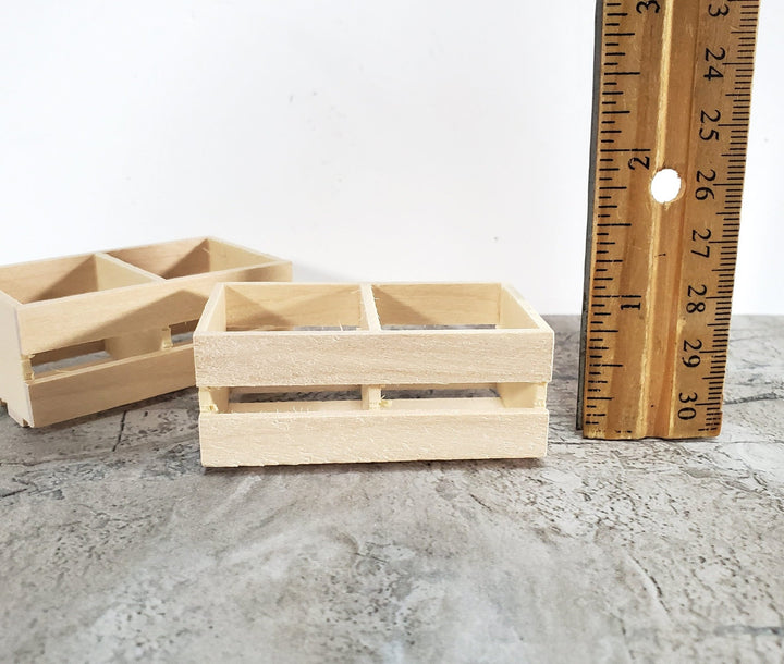 Miniature Crates x2 Plain Wood Slatted for Fruits or Vegetables Large Dollhouse - Miniature Crush