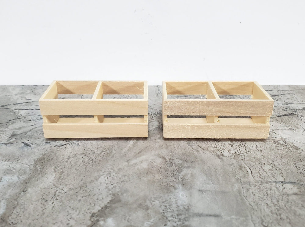 Miniature Crates x2 Plain Wood Slatted for Fruits or Vegetables Large Dollhouse - Miniature Crush