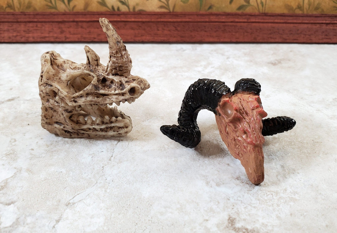 Miniature Faux Skulls Rhinoceros Big Horn Sheep Halloween Decoration Decor - Miniature Crush