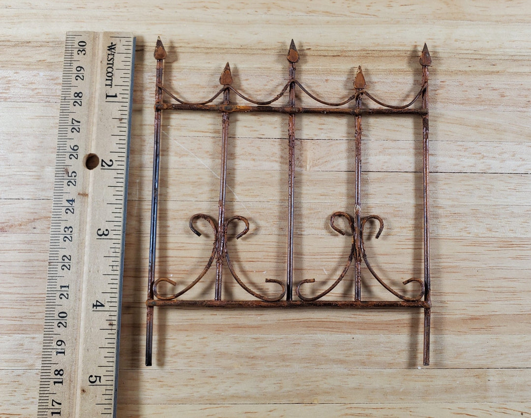 Miniature Fence Piece Metal Distressed Rusted Fairy Garden 4 3/4" Tall x 4" Wide - Miniature Crush