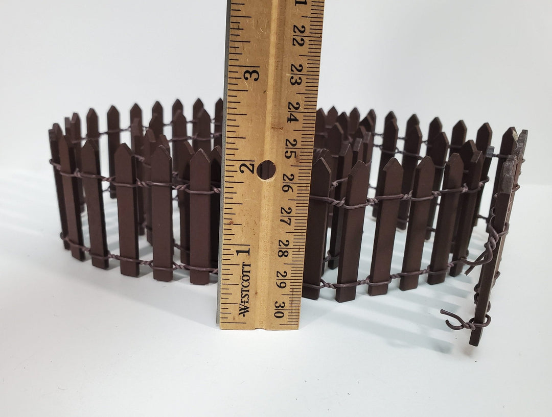 Miniature Fencing Brown Picket Fence Wood & Metal 100 cm x 5 cm tall Bendable - Miniature Crush