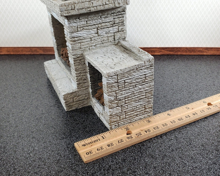 Miniature Fireplace Large Outdoor Modern "Stone" Style 1:12 Scale Dollhouse - Miniature Crush